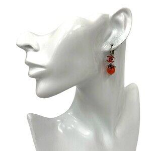 CHANEL Authentic Orange Logo Earrings
